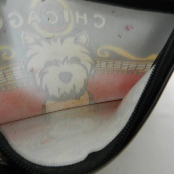 Marc Tetro Westie Chicago dog puppy make up bag pouch coated Canvas zip 8 x 5.5 - Picture 9 of 9
